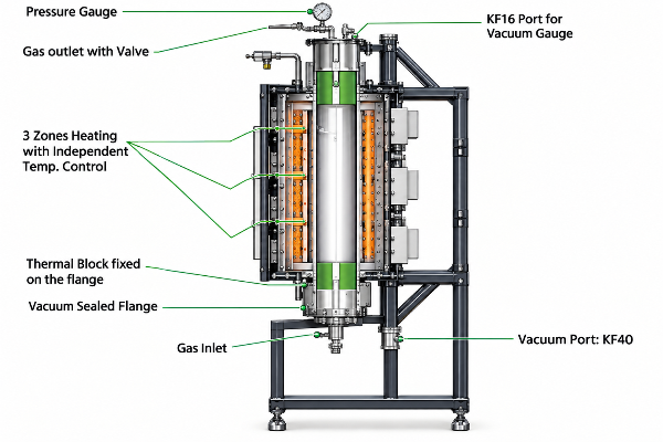 1200°C Large Vertical Tube Furnace with 8