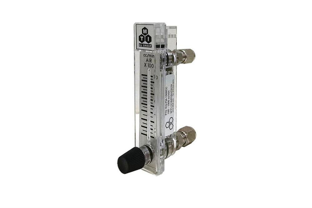 Compact Direct Read Flow Meter, Max 5000 cc/min. with two male fittings - EQ-FM-5000CC-LD