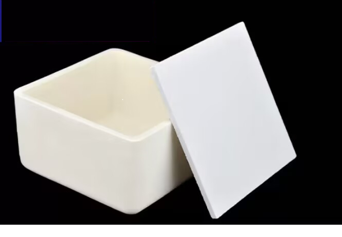 Alumina Boat / Saggar with Cover 100x100x55 mm (400 ml) - EQ-CA-101005