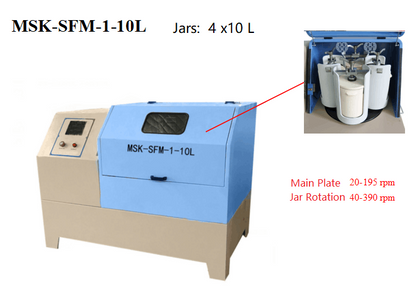 12 Liter Planetary Ball Mill4x3L Capacity) with optional Four Milling Jars - MSK-SFM-13