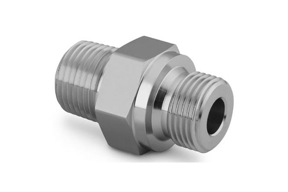 1/4" Male NPT or BSPP x 1/4" Male NPT Hex Nipple, EQ-Fit-14MN-14MN