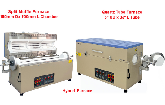 1200oC Three-Zone Split Hybrid Furnace: 36"L x 6"D Chamber & 55"L x 5" Tube - OTF1200-HF6