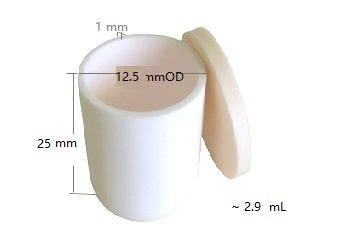 Alumina Crucible: High Purity 12.5 dia. x 25 H mm (2.9 mL) Cylindrical with Lid - EQ-CA-D12H25