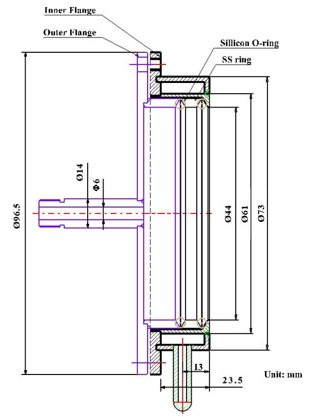 Sealing Flange with Water Cool Jacket for 40mm / 42mm dia.Tube - FG-40WC