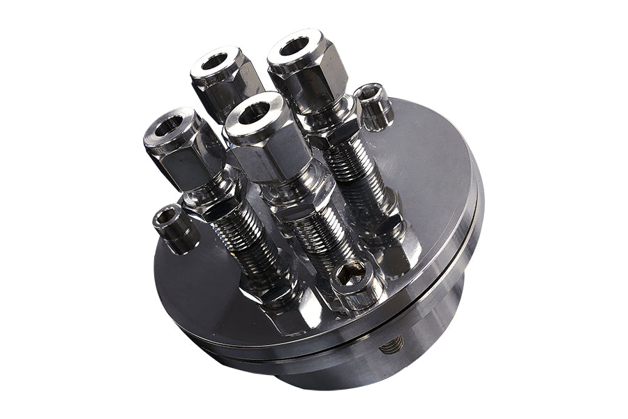 Vacuum Sealing Flange with Four 1/4" Feedthroughs for 60mm O.D. Tube - EQ-FL60-4FTR