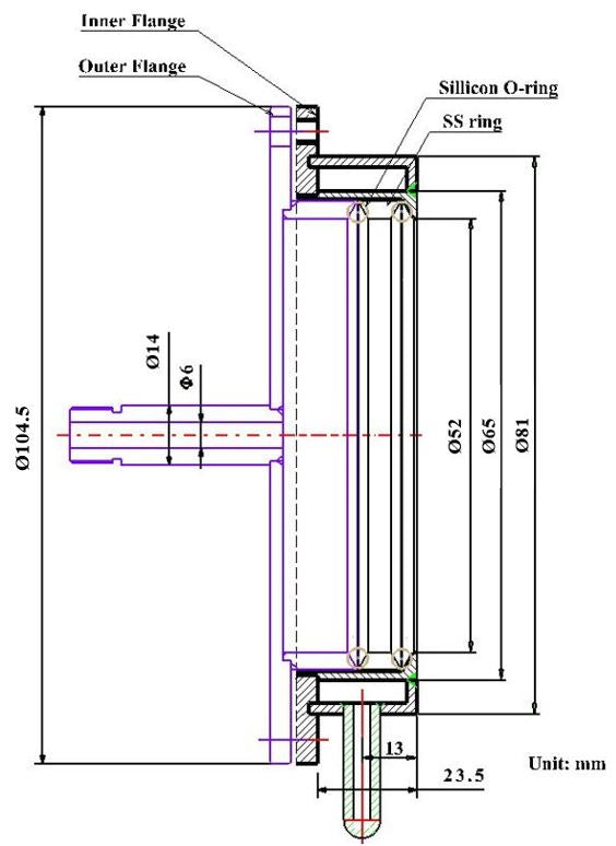 Water Cooled Sealing Flange for 50mm dia. Processing Tube - FG-50WC