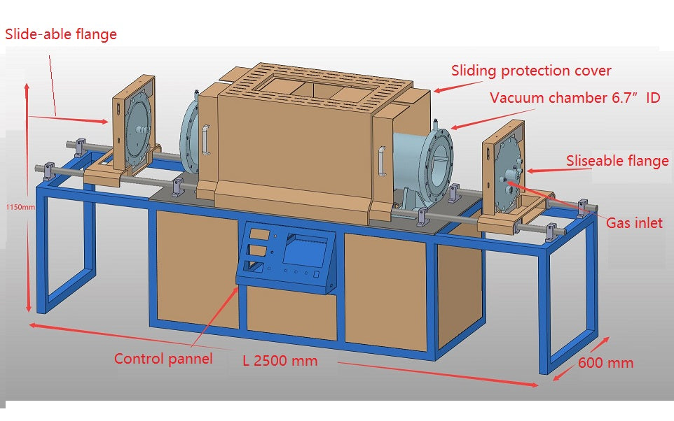 1200°C Hi-Pressure Tube Furnace for Inert & Oxygen Gases up to 90 Bars - GSL-1200X-90B