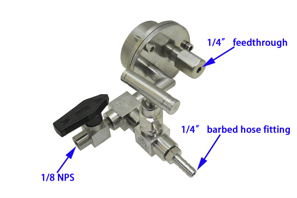 Right side flange with KF-25 port & 1/4" barbed hose fitting for 2" Tube - FL-50KF25-FT(R)