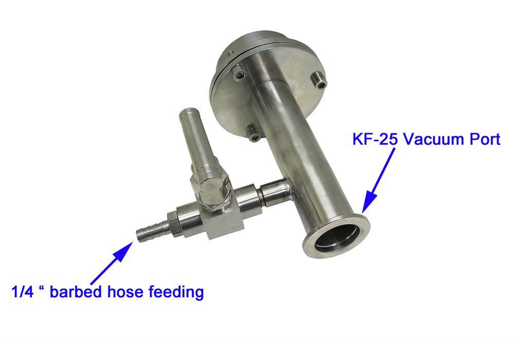 Vacuum Sealing Assembly for 100 mm OD Tube with KF-25 Vacuum Port & 1/4 Feedthrough - FL-101KF25-FT (D/M)