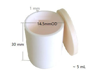 Alumina Crucible: High Purity 14.5 dia.x 30H mm (5 ml) Cylindrical with Lid - EQ-CA-D14H30