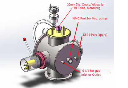 Vacuum Chamber (315 ID x 310L, mm ) with Rocker Arm for DIY Induction Melting / Casting - HVC-Cast