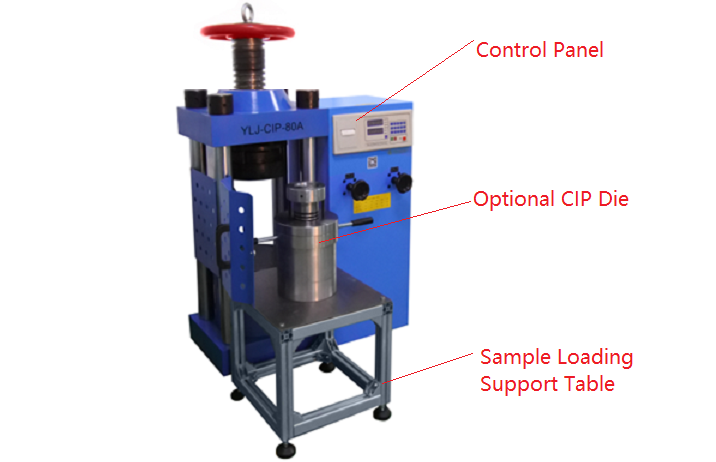 100T Electric Cold Isostatic Pressing (CIP) with ID 35/50/60/80 mm Vessel - YLJ-CIP-XXA