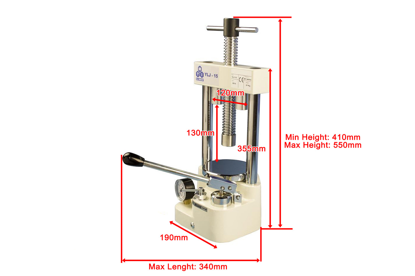 15T Compact Hydraulic Pellet Press for Glove-box - Made in Europe-YLJ-15