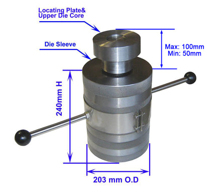 500 MPa CIP Die Set ( 30 or 50 mm ID.) for Cold Isostatic Press - CIP500-DIE