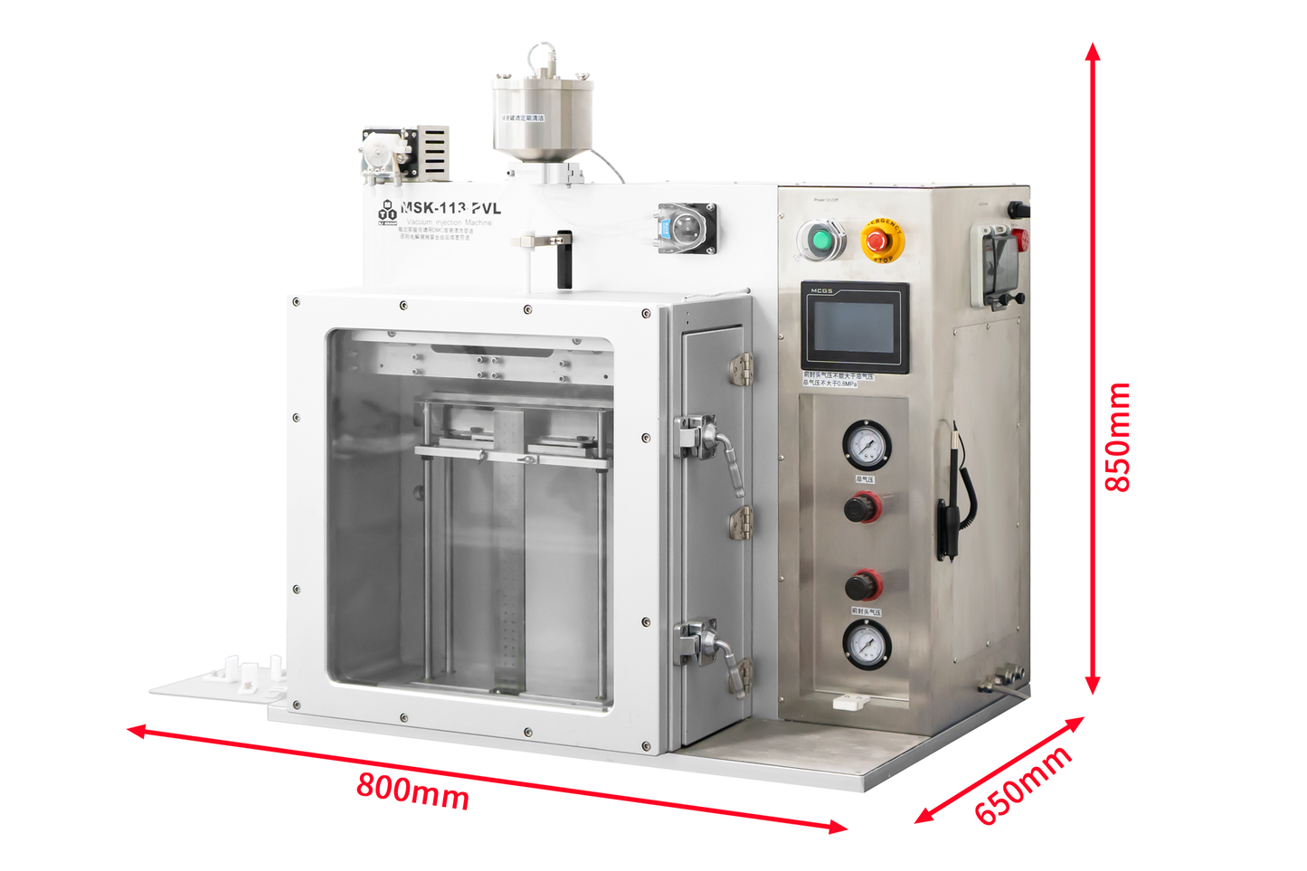 Compact Vacuum Electrolyte Injection System for Large Pouch Cell (Max. L370*W360*T12mm) - MSK-113-PVL