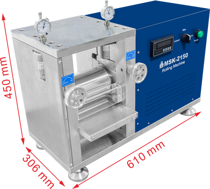 4T Max. and 6" Width Gap-Control Cold Rolling Press with Digital Pressure Display & R2R Option (Ar Glovebox Compatible) - MSK-2150-PD