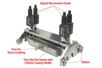 Dual Slot Die Film Applicator with Rollers (150 mm Coating Width ) - SEKTQ150DSD