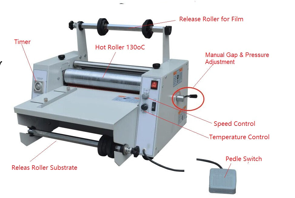 Economic Hot Laminating Press with Two Steel Roller up to 130oC/ 365 mm Width - EHX-365