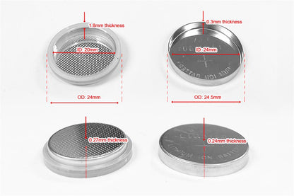 CR2450 Button Cell Cases (24d x 5.0mm) with Seal O-rings for Battery Research - 100 pcs/pck - EQ-CR2450-CASE