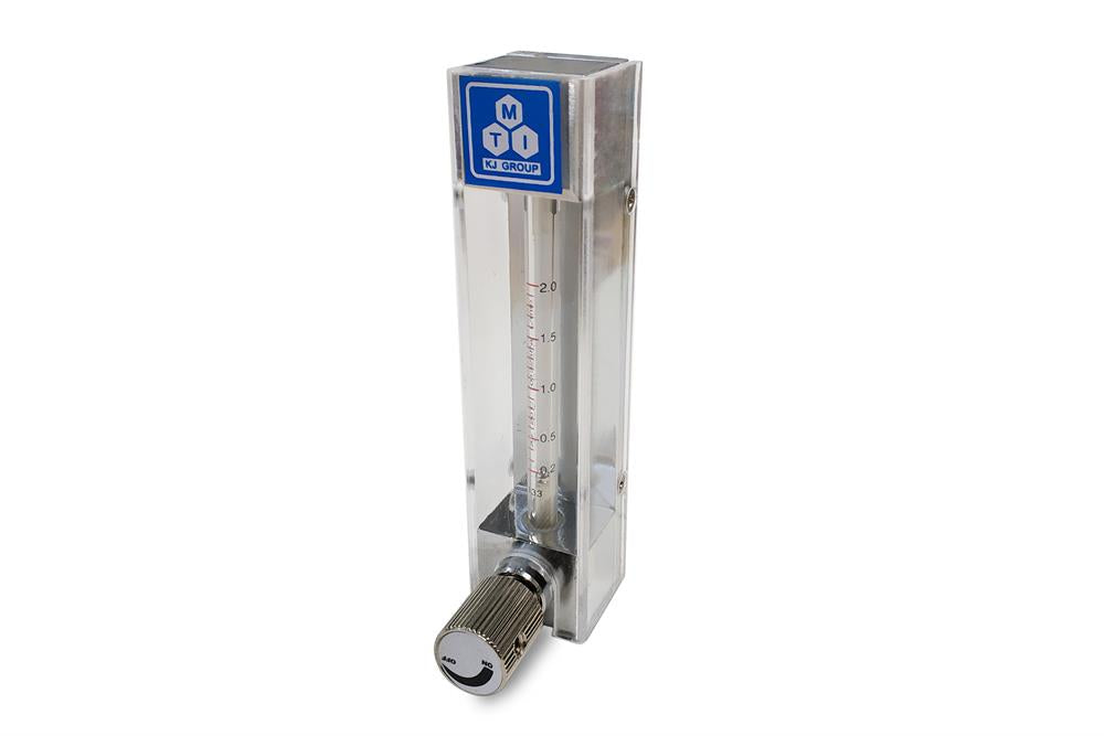 Compact Direct Read Flow Meter, Max 2000 cc/min. with two male fittings - EQ-FM-2000CC