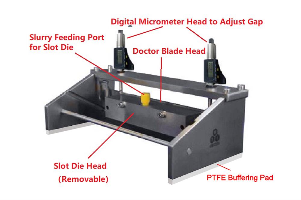 Hybrid Film ApplicatorDoctor Blade (250mm) + Slot Die (200mm) Head - EQ-HDS-250-200