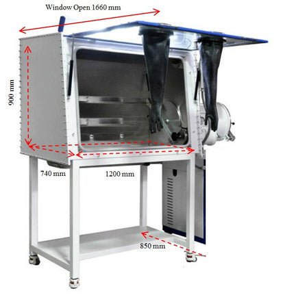 Jet Mill (50 - 500 g/ hr) in Glovebox w/ Purification System - MSK-JB-500-LD