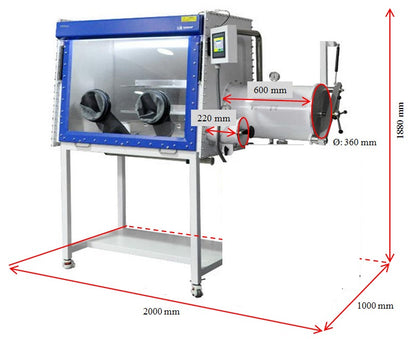 Jet Mill (50 - 500 g/ hr) in Glovebox w/ Purification System - MSK-JB-500-LD