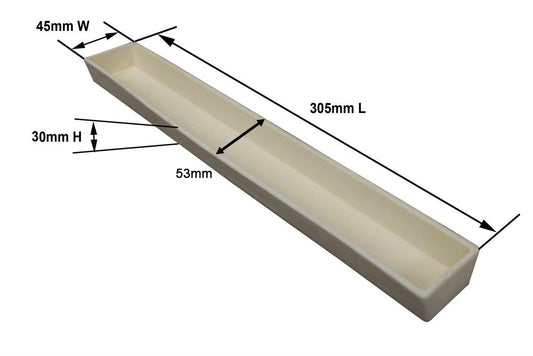 Alumina Crucibles: 300 x 49 x 30 mm Combustion Boat for 80mm OD Tubes- EQ-CA-L300W40H30