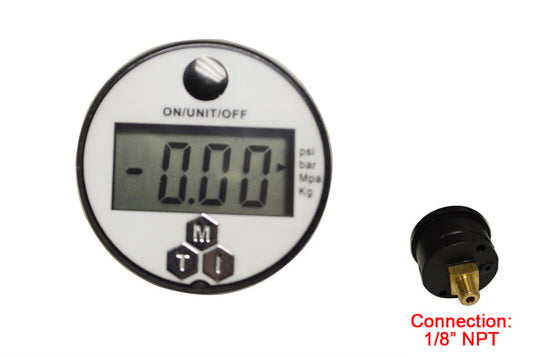 Digital Pressure Gauge ( 1-3/4" Dia), 0 to 145 psi, with 1/8" NPT(M) Connections - EQ-DVPG-EW