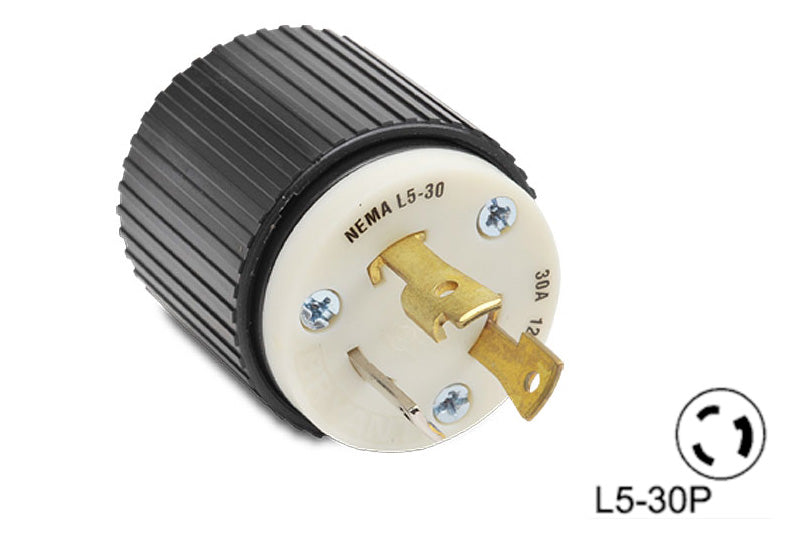 NEMA L5-30P Twist-Lock Plug. 30 Amp 125 Volt Nylon Housing