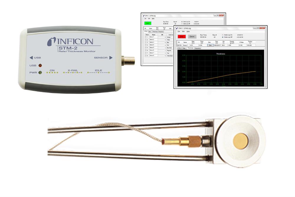 In-Situ Thin Film Thickness / Deposition Rate Monitor with Software, and Optional Sensor, Quartz Crystals - EQ-TM106-LD