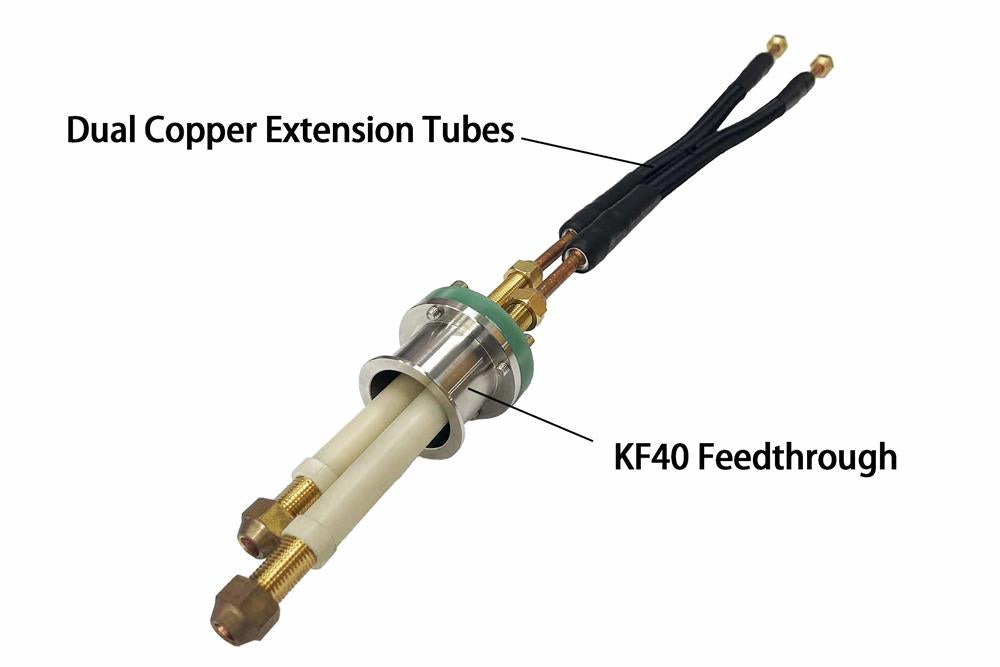 KF40 Feedthrough with Dual Copper Extension Tubes for Induction Coils Used in Glovebox - FT-KF40-Coil