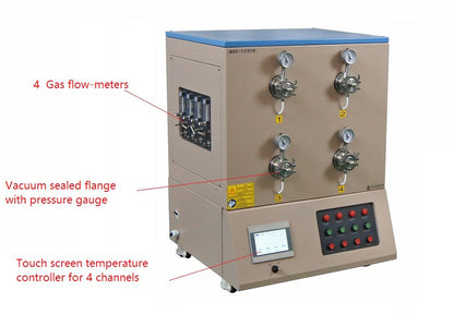 1200C Max 4 Channel Tube Furnace w/ 3"ID Quartz Tube for Hi-Throughput Annealing - GSL-1200X-MGI-4