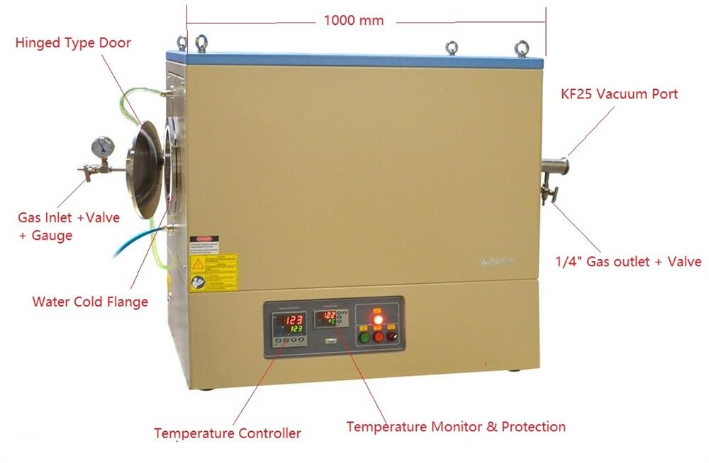 8.5" Quartz Tube Furnace with Water Cooling Flanges (1100C , 24" heating zone) - GSL-1100X-8.5