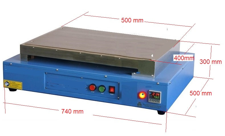 Large SS316 Heating Plate (500L x 400W, mm 200°C max) with Vacuum Chuck & Pump - HP-5040-SS