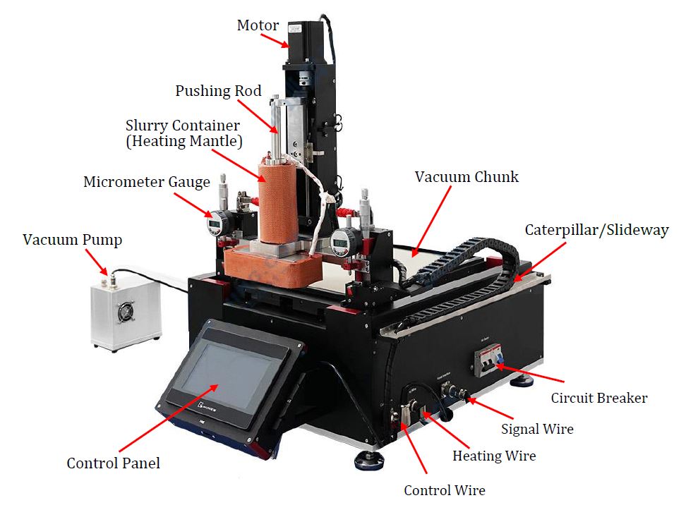 Slot Die Sheet Coater w/ Vacuum Chuck (W200XL300 mm) and Optional Heating - MSK-AFA-PD200