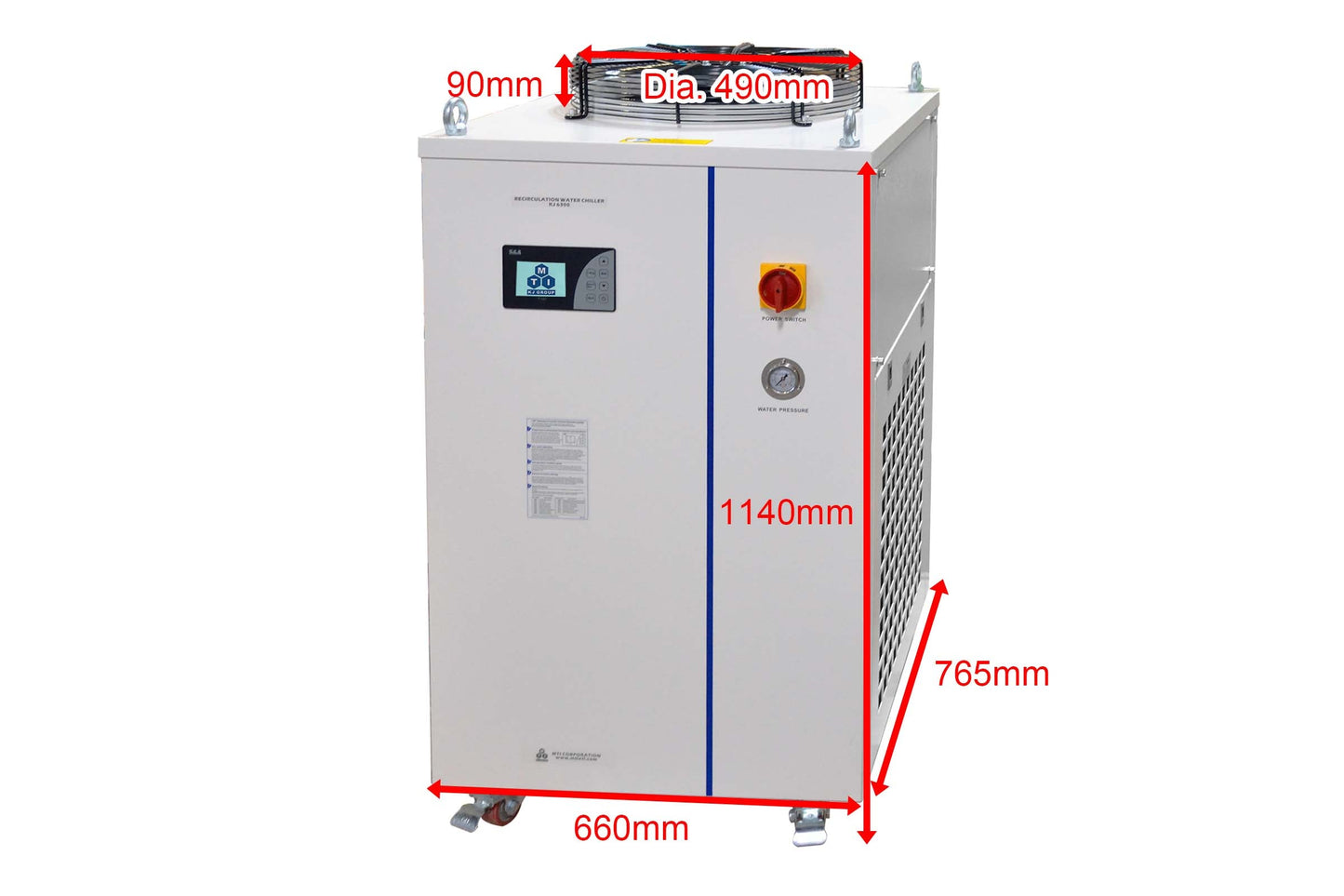 Digital Temperature Controlled Recirculating Water Chiller with 75L/min Flow, 30K BTU/hr - KJ6300