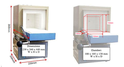 1100C Compact Muffle Furnace (4"x4"x5") w/ Programmable Temp. Controller - KSL1100XS