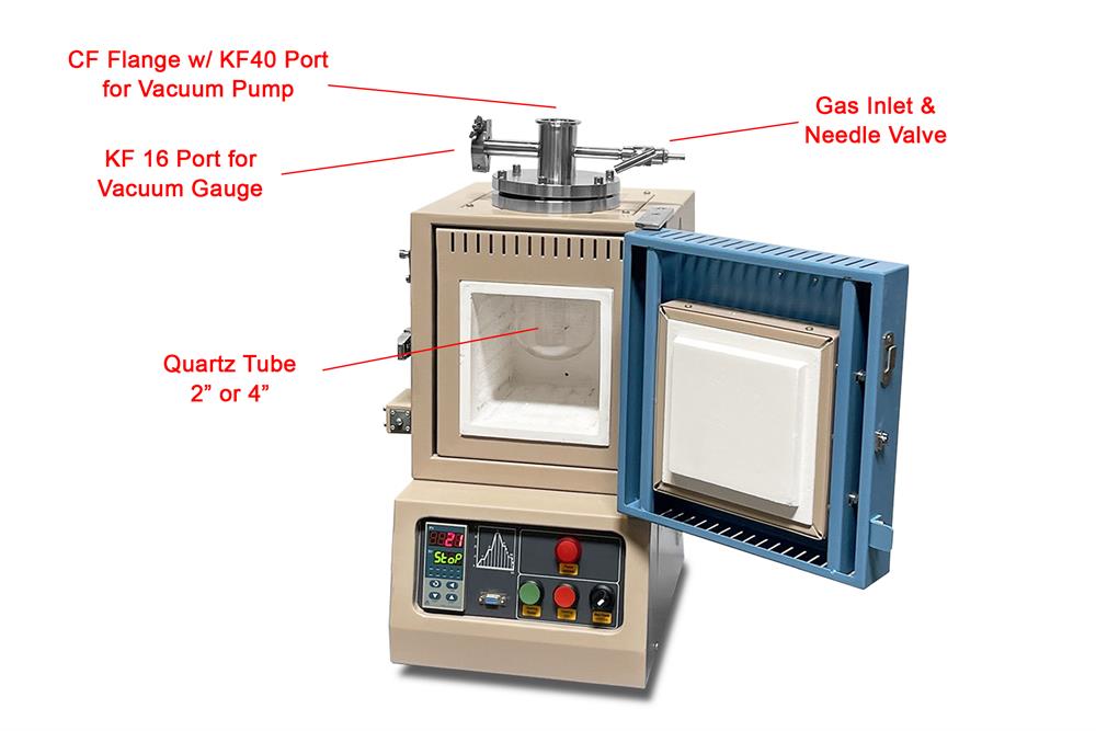 1500°C Hybrid Furnace: Box (6 x6"x 6") and Mullite Tube (2" top) with Flange - KSL-1500X-H