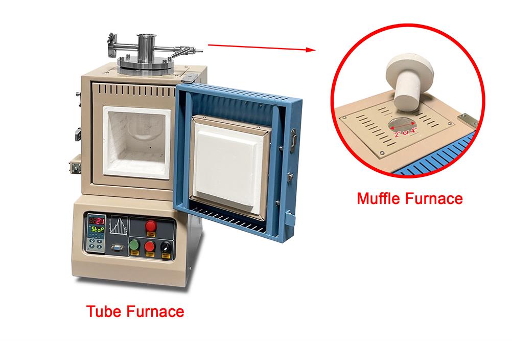 1500°C Hybrid Furnace: Box (6 x6"x 6") and Mullite Tube (2" top)) with Flange -KSL-1500X-M-H