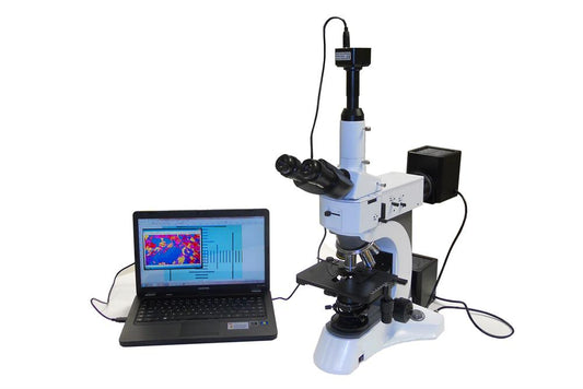 Advanced Metallurgical Microscope with Polarizing Darkfield & Dual Lights + 5.0 MP Digital Camera 40X-1600X - MM500T