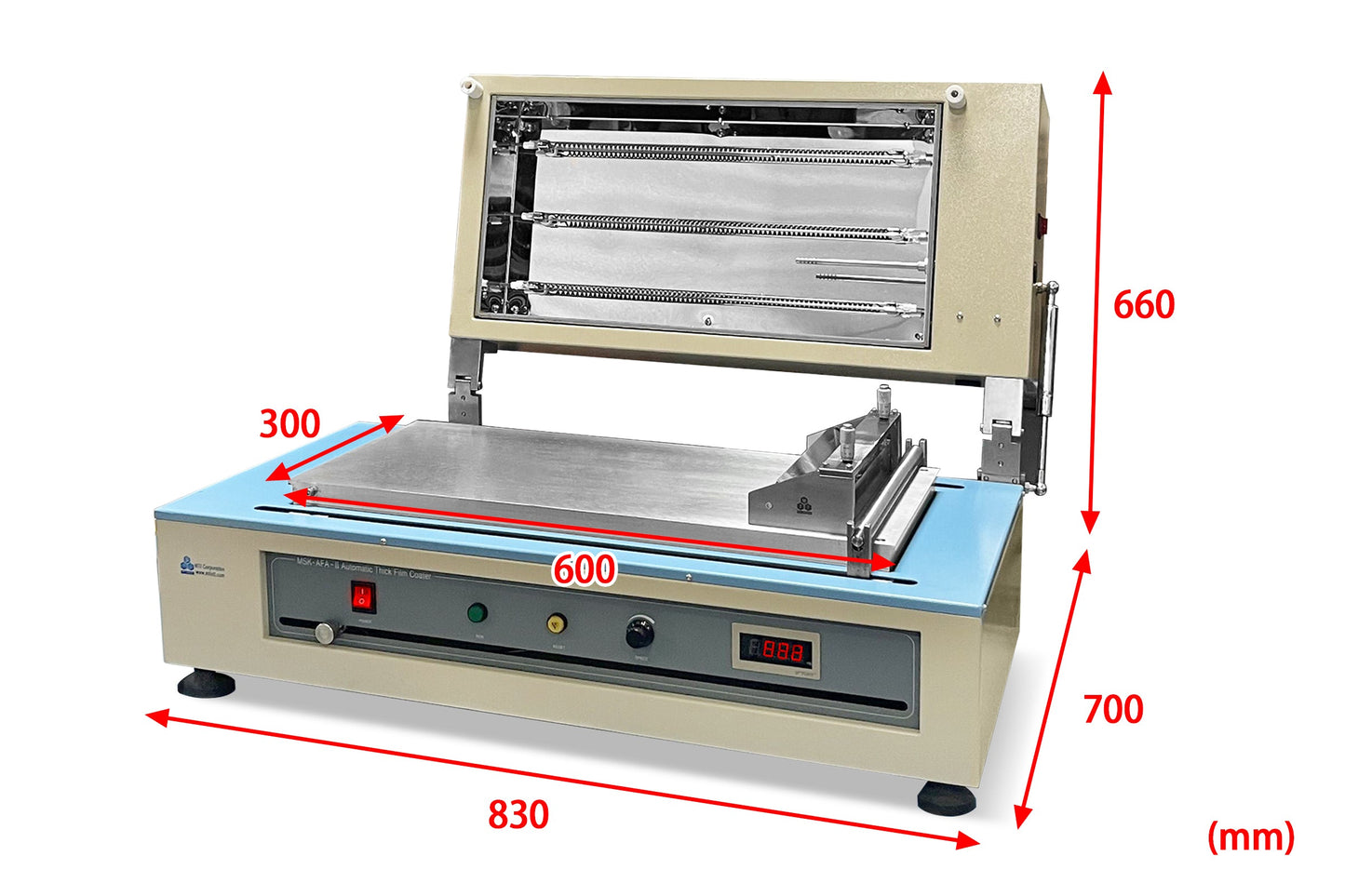 120°C Max. Film Coater w/ Vacuum Bed (12"Wx24"L) and Rapid Infrared Heating Cover & 250mm Doctor Blade-MSKAFAIIVCIR