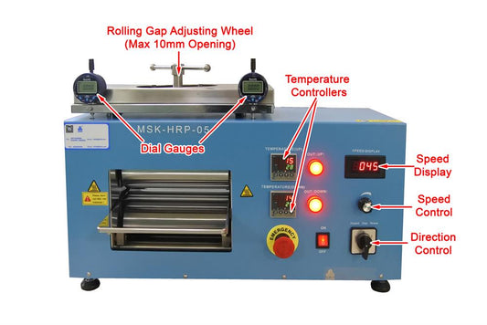 250°C 200mm Width Hot Rolling Press with 10 mm Adjustable Gap - MSK-HRP-05