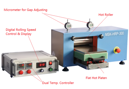 200°C Max Electric Roll to Plate Hot Press (220 mm Width, Ar Gas Compatible) - MSK-HRP-300