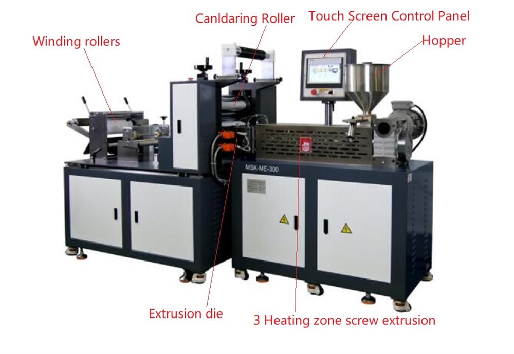 Lab Scale Roll to Roll Melt Extrusion Machine (300°C Max.) for Preparing Polymer Membrane - MSK-ME-300