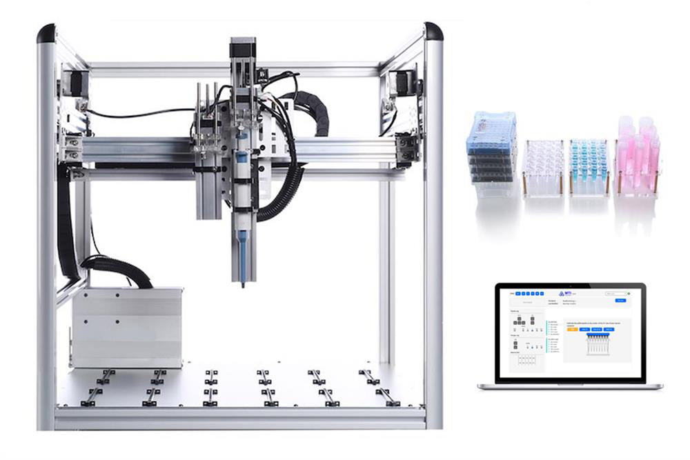 High-Throughput Liquid Distributing Robot with 1mL Pipette, Microplates, Tube & Tip Refilling Racks, Laptop & Software - MSK-18PE-1