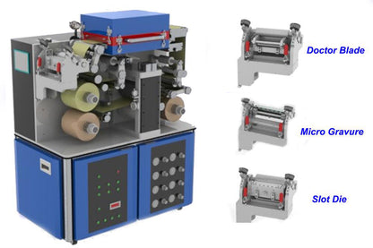 Small Roll to Roll Coater w/ Optional Coating: Blade, Slot Die, Micro Gravure & Laminating - MSK-AFA-MC200-LD