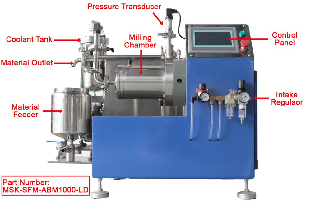 Nano Agitator Bead Mill with Self Circulation & Optional 0.3 / 1.0 L Capacity - MSK-SFM-ABM-LD