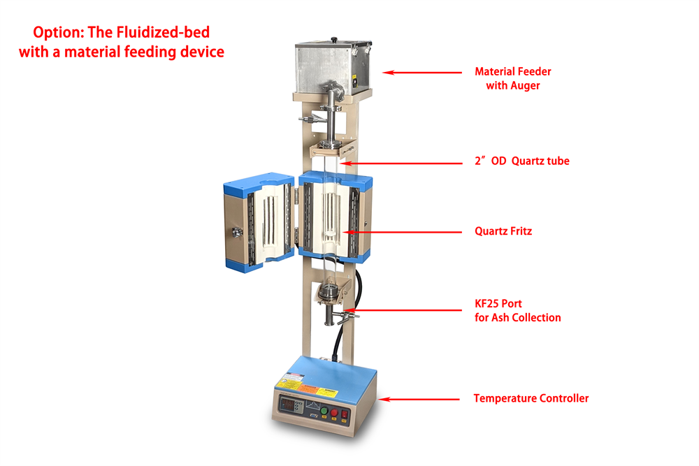 Fluidized Bed CVD (FBCVD) Furnace with 1" O.D Quartz Tube and Flange for Powder CVD - OTF-1200X-S-FB