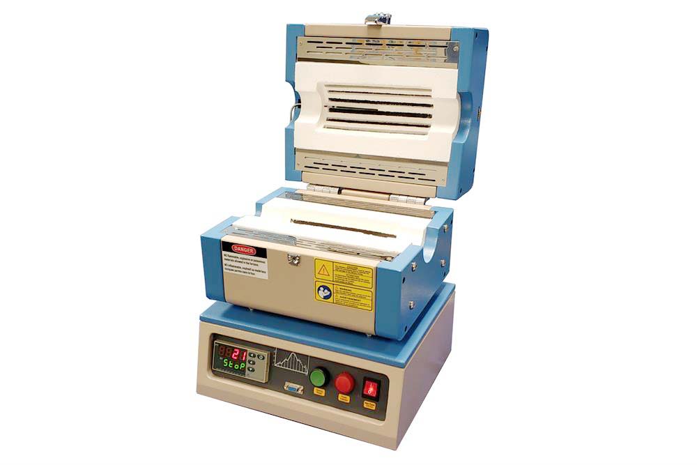 1-2" 1250C Compact Split Tube Furnace with 8" Heating Zone & Programmable Controller - OTF-1200X-S-NT-LD